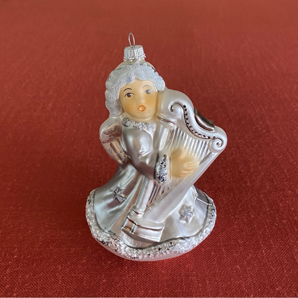 Goebel Weihnacht Angel w/ Harp Glass Christmas Ornament Original Box #6943